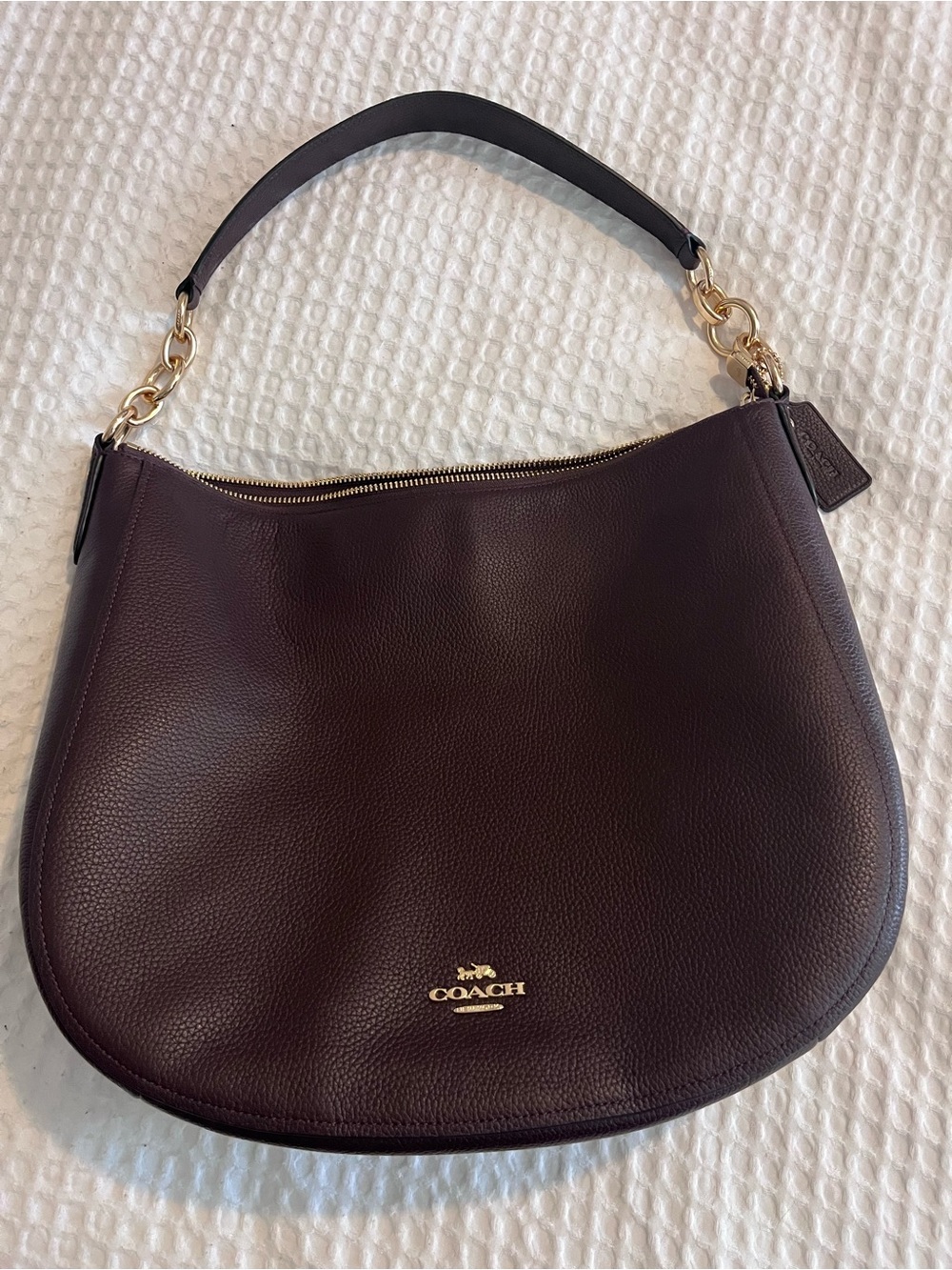 Coach Pebbled Leather Hobo Bag in Ox-Blood